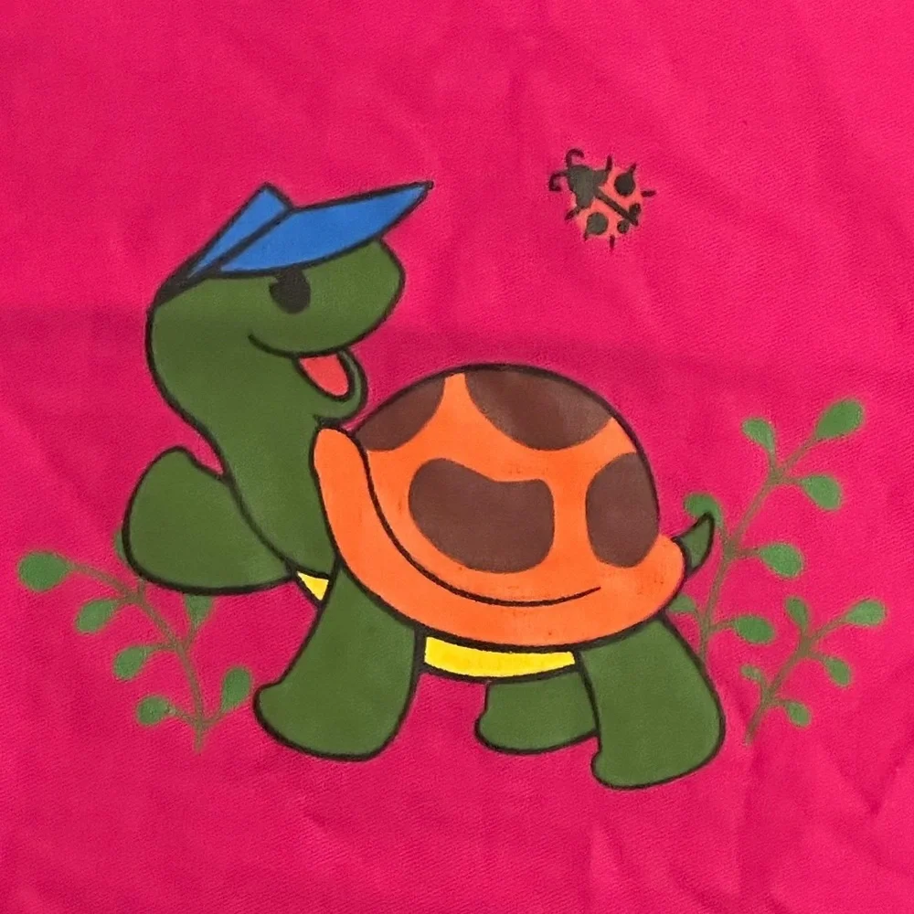 💞 New Kids Pink Fabric Craft Apron with Turtle Design